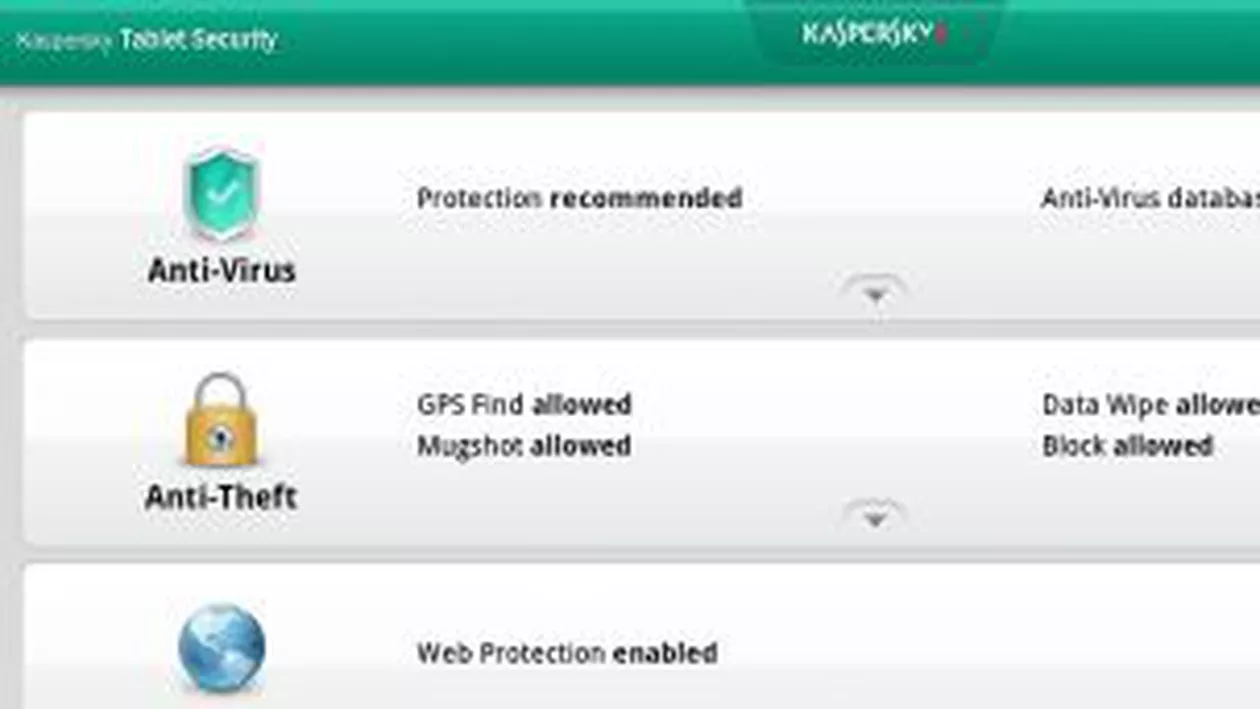 Kaspersky Tablet Security – protecţie pentru tabletele cu Android