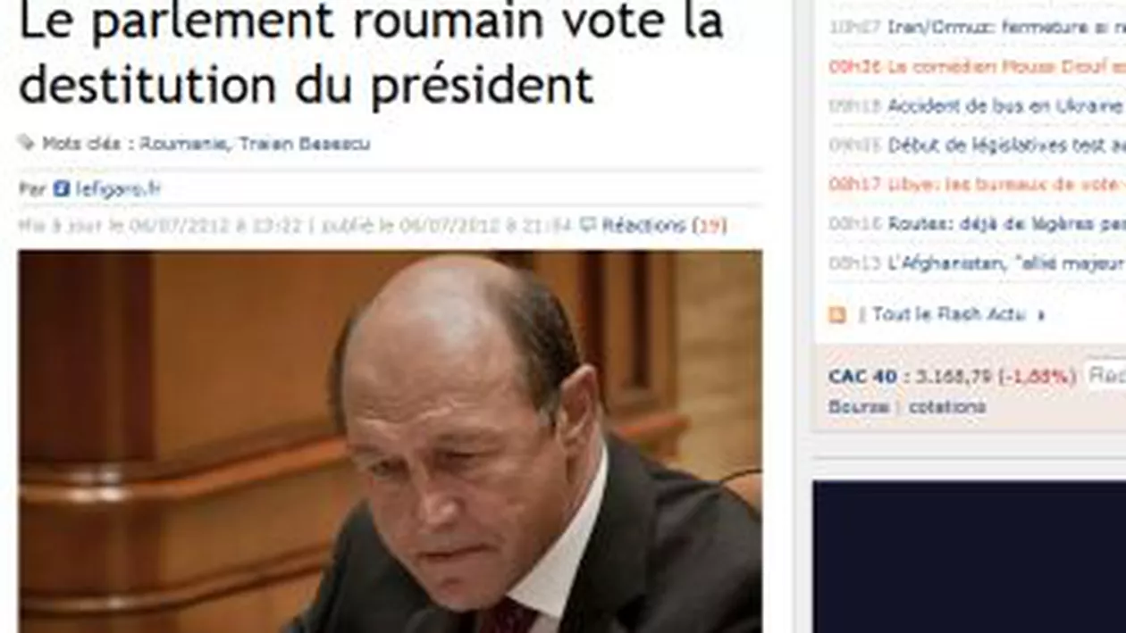 Le Figaro: „A avut loc o lovitură de stat împotriva preşedintelui român”