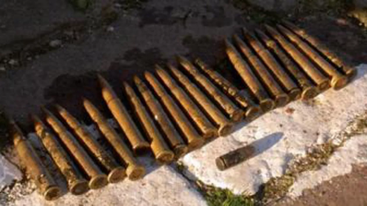 Aproape 60 de cartuşe, două grenade şi o bombă, găsite într-o pădure din Covasna