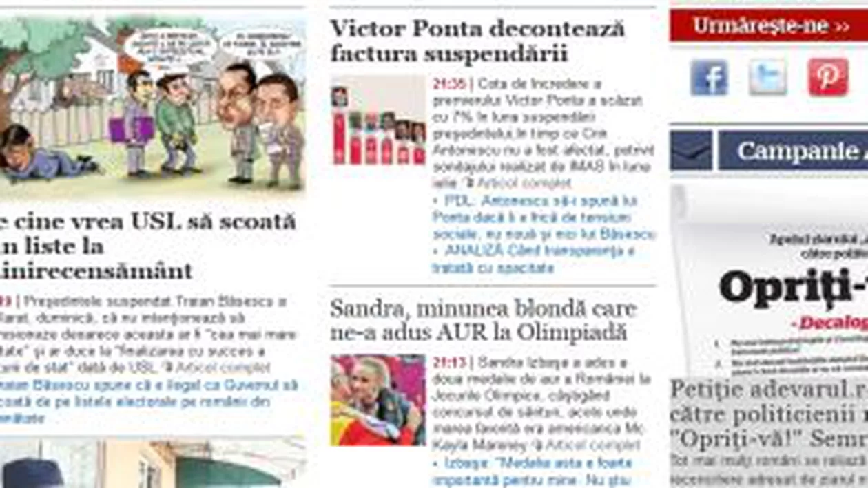 REVISTA PRESEI – Luni, 6 august: Mini-recensământul pentru actualizarea listelor electorale și aur olimipic la sărituri câștigat de Sandra Izbașa – principalele subiecte