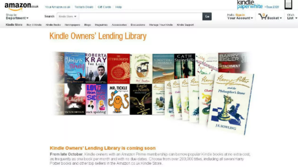 Amazon lansează biblioteca virtuală Amazon Kindle Lending Library