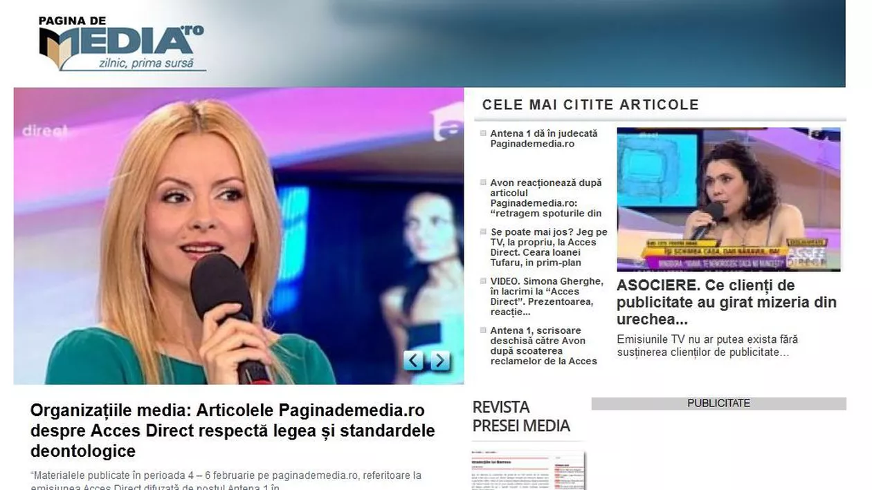 ActiveWatch: Demersul Antenei 1 este periculos. Materialele postate de Pagina de media respectă normele deontologice