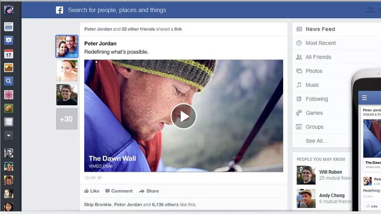 Facebook și-a lansat noul flux de știri: Mai mult spațiu dedicat pentru fotografii, muzică și reclame (FOTO)