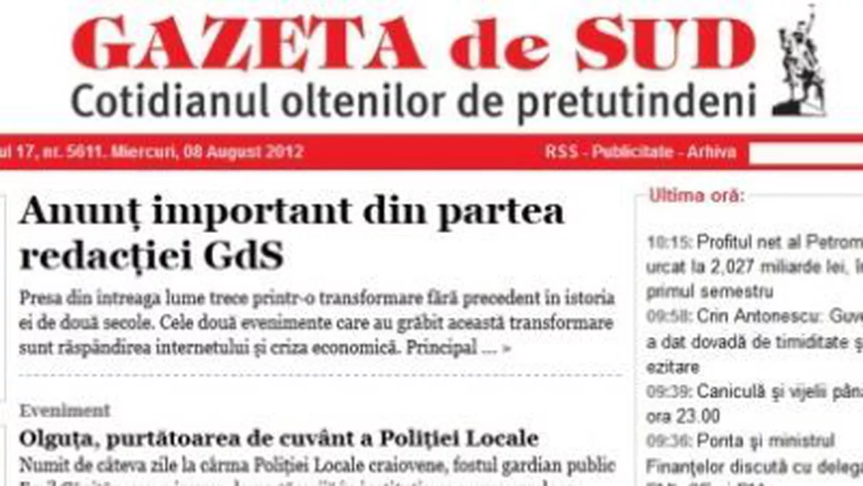 BRAT: Gazeta de Sud, cel mai citit ziar de provincie