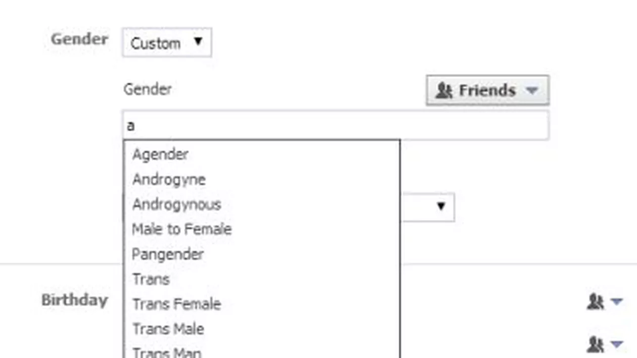 Facebook introduce noi opțiuni de gen pentru clienții americani, precum transsexual, androgin sau bisexual