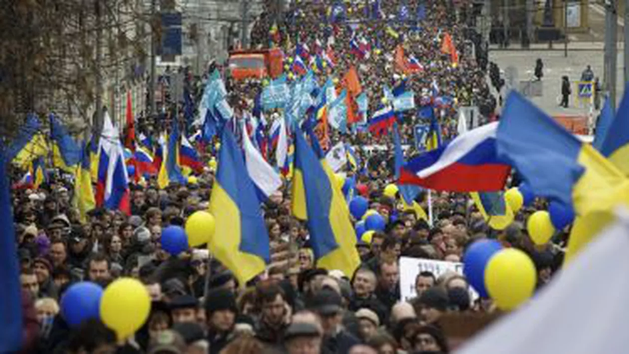 Proteste în Moscova, față de rolul Rusiei în conflictul ucrainean