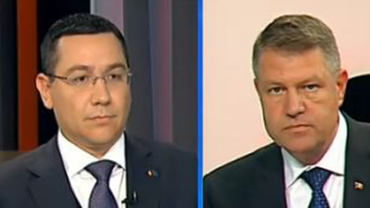 Ultimele replici Ponta - Iohannis, în confruntarea de pe B1 TV. Ponta: L-am văzut pe Băsescu din nou, cum îi prosteşte pe români. Iohannis: I-a prostit când v-a pus premier? (VIDEO)