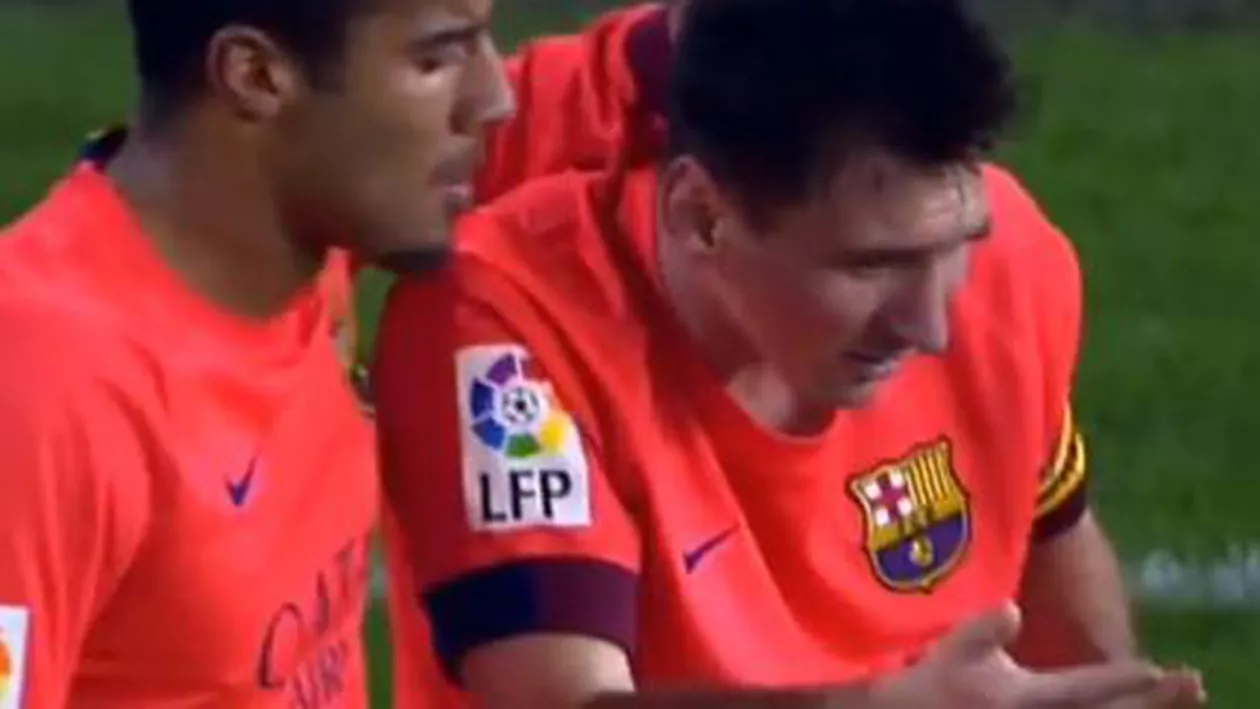 Lionel Messi a fost lovit cu o sticlă de plastic în cap în timpul meciului cu FC Valencia (VIDEO)
