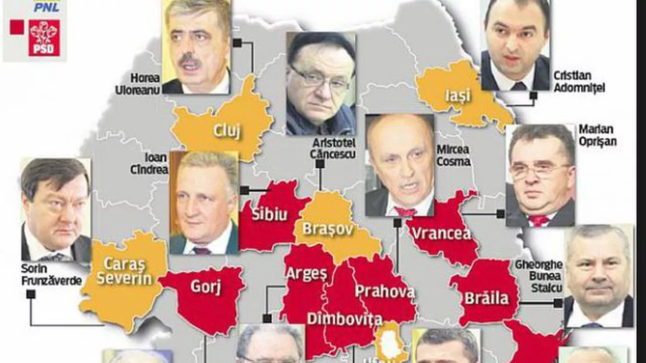 Harta baronilor locali certați cu legea: 32 din cele 41 de judeţe au cel puţin un şef cu probleme