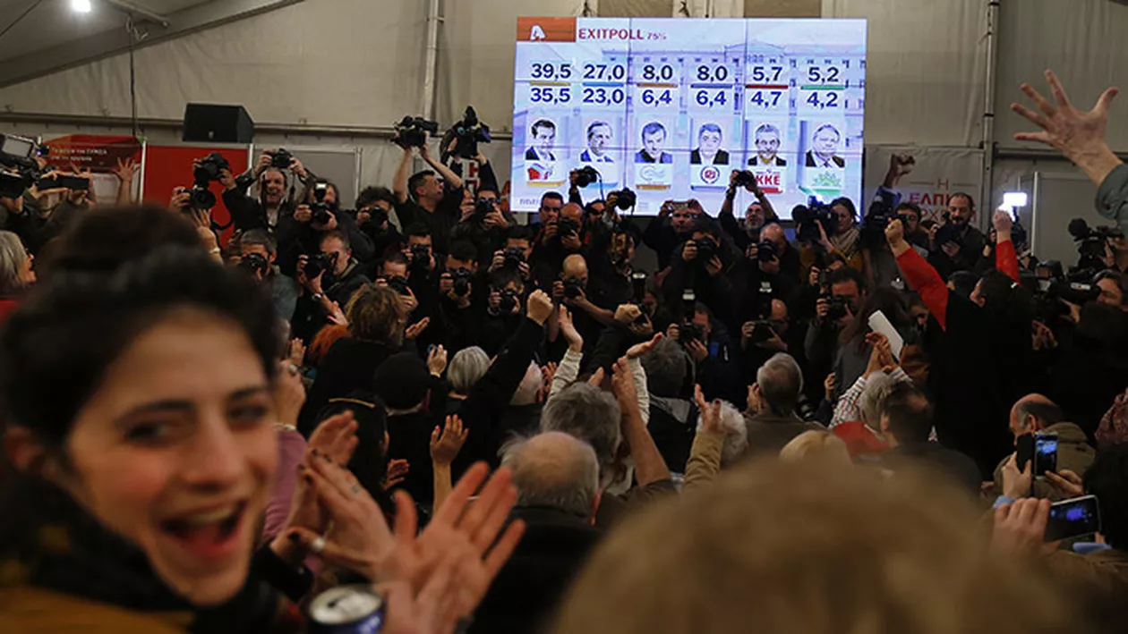 Alegeri parlamentare în Grecia: Partidul de extremă-stânga Syriza obține o "victorie istorică", cu un avans de 8% față de Noua Democrație, potrivit exit-poll-urilor