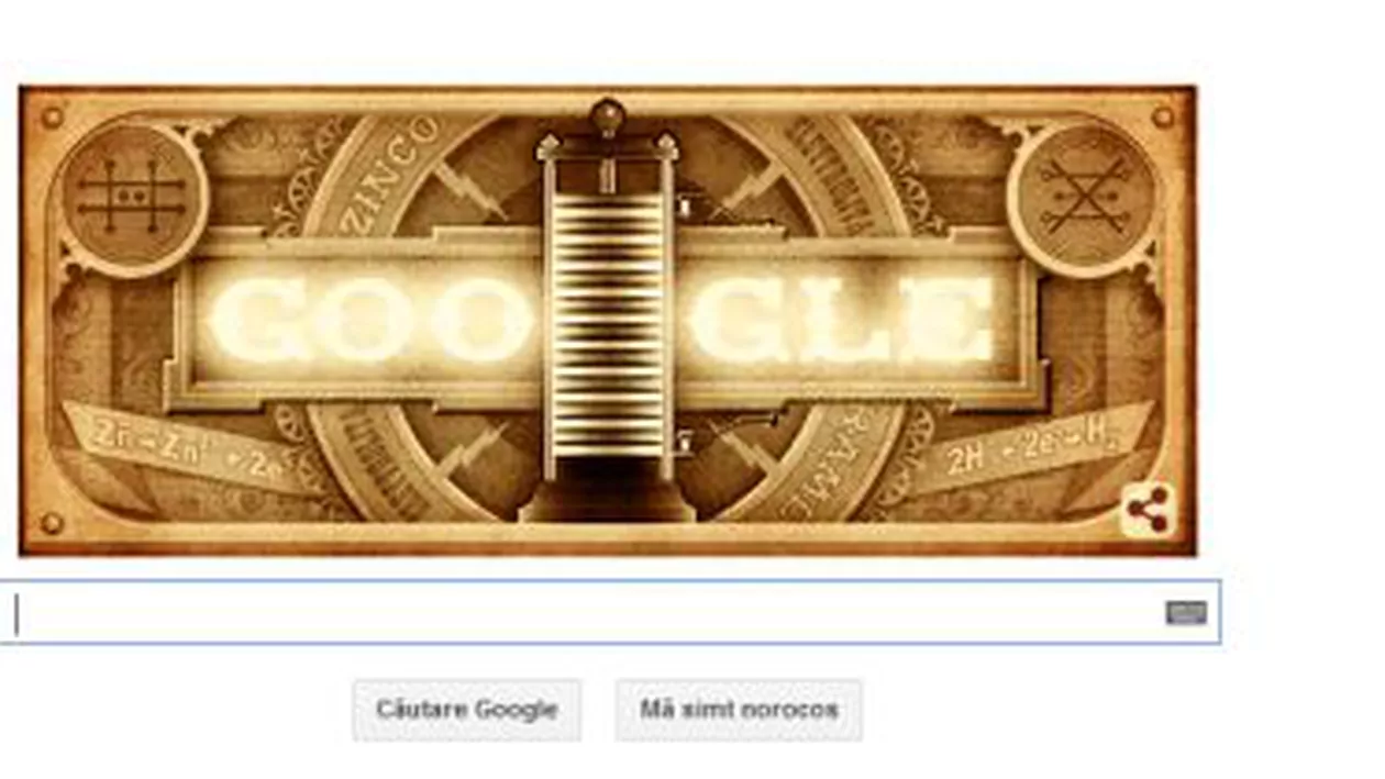 Google marchează 270 ani de la nașterea lui Alessandro Volta, inventatorul bateriei, printr-un Doodle special (VIDEO)
