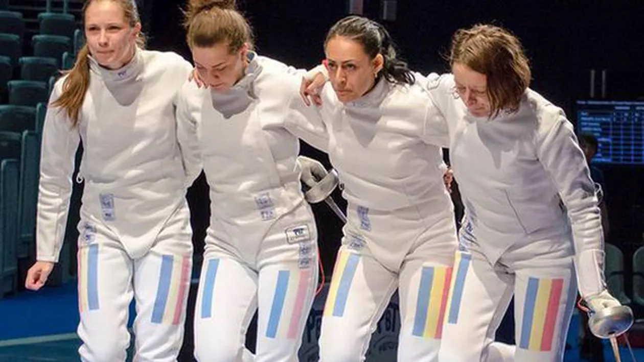 Echipa feminină de spadă a României, medaliată cu aur la Europenele de la Montreux