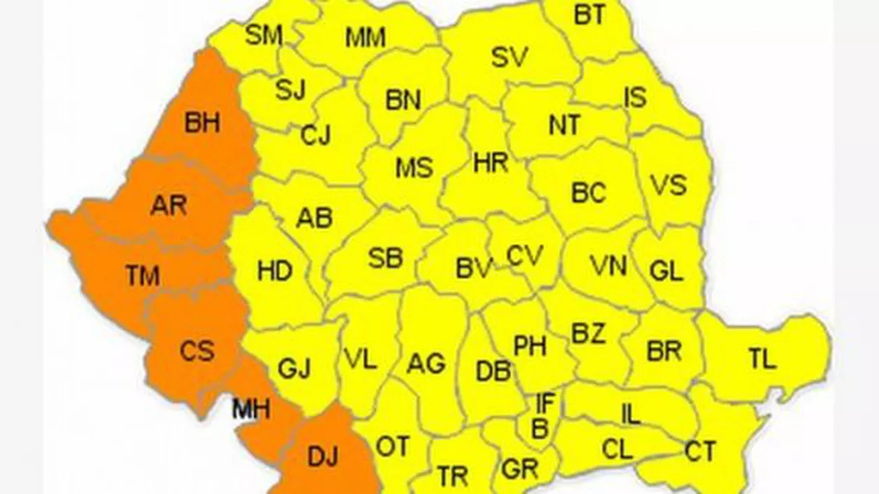 ANM: Cod portocaliu de caniculă, extins în 10 județe