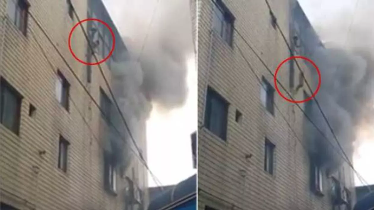 O mamă disperată își aruncă pe geam copiii, după ce apartamentul a luat foc: Un soldat american i-a prins pe micuți (VIDEO)