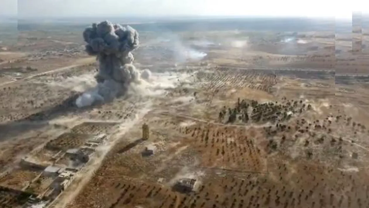 IMAGINI ȘOCANTE. O bombă lovește un oraș din Siria (VIDEO)