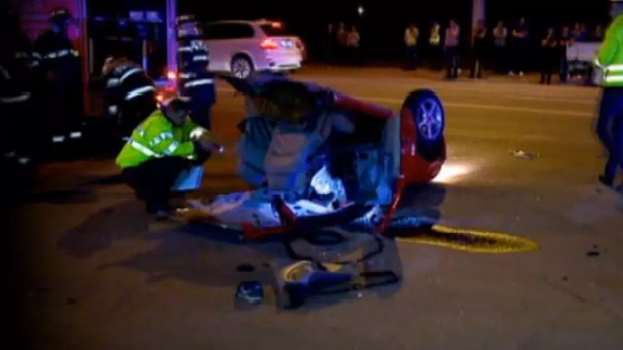Imagini șocante: Un om a murit și cinci au fost răniți într-un accident produs în Constanța. Unul dintre autoturisme s-a rupt în două (VIDEO)