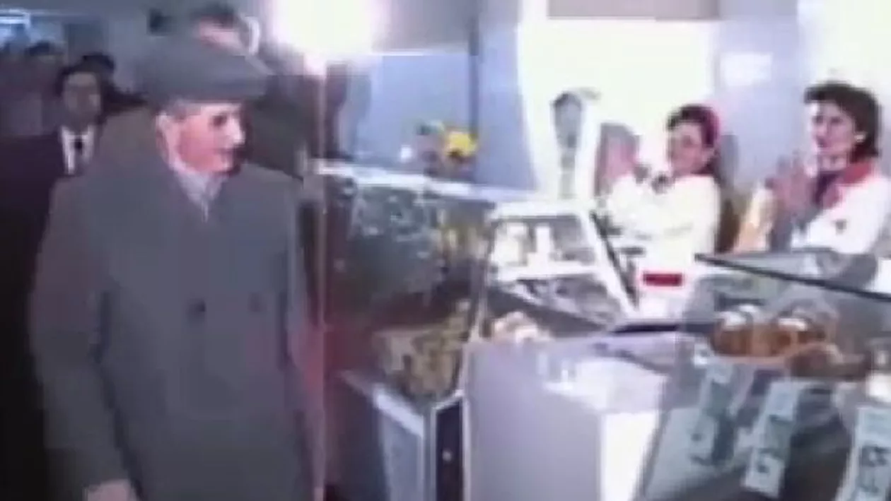 Imaginii de colecție cu Nicolae Ceaușescu: Cum era primit fostul dictator la alimentară (VIDEO)