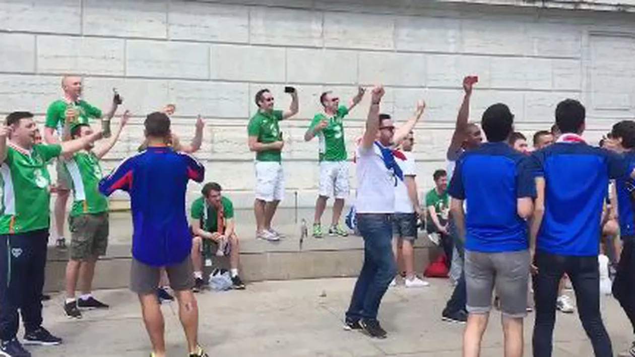 Campionatul acesta European este al fanilor. Întâlnirea de pe stradă dintre suporterii francezi și cei irlandezi va ține primele paginii ale ziarelor (VIDEO)