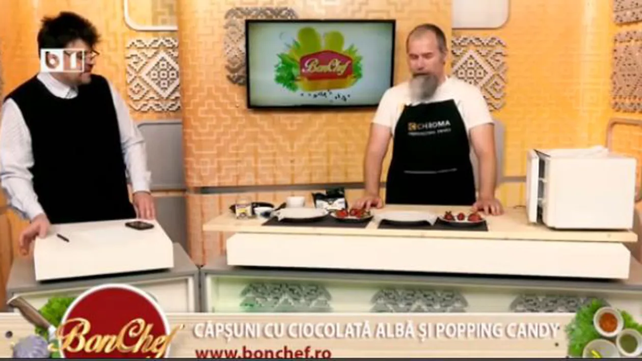 ”BonChef": Răzvan Cruceanu pregătește căpșuni cu ciocalată albă și popping candy