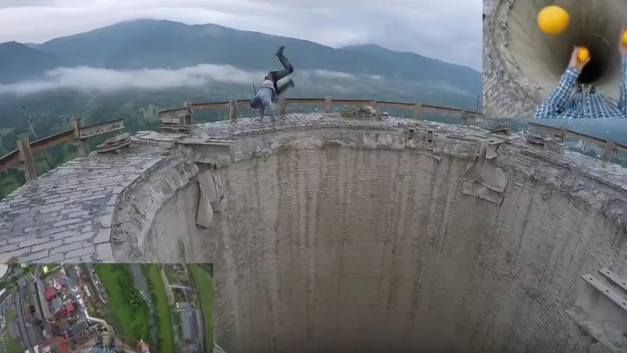 Jonglerii pe un turn de 180 de metri: Tânărul care nu știe ce înseamnă frica de înălțime (VIDEO)