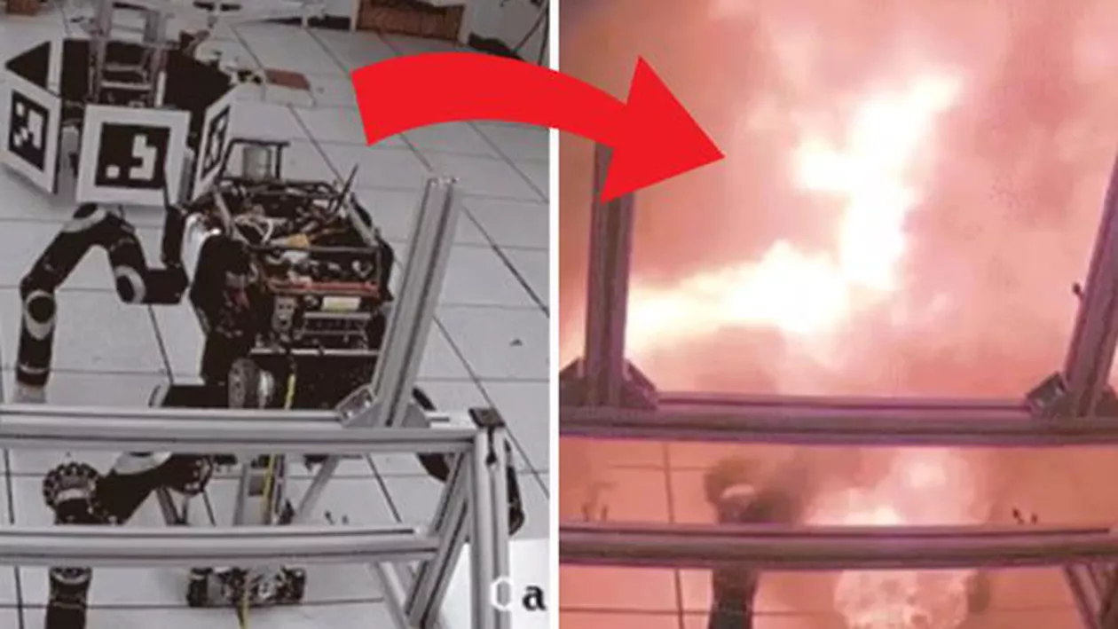 Imagini șocante: Un robot militar NASA a izbucnit în flăcări din cauza unei baterii (VIDEO)