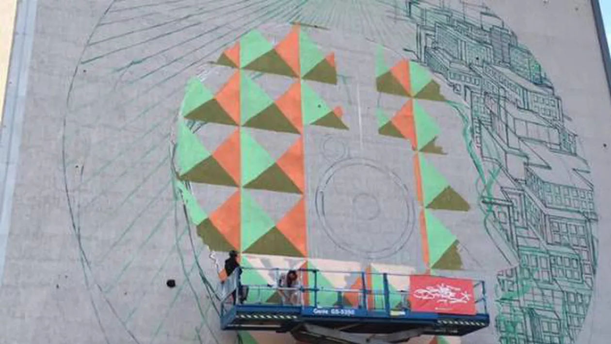 Cel mai mare graffiti din București, pe o clădire din Regie: Pictura are scopul de a înfrumuseța orașul