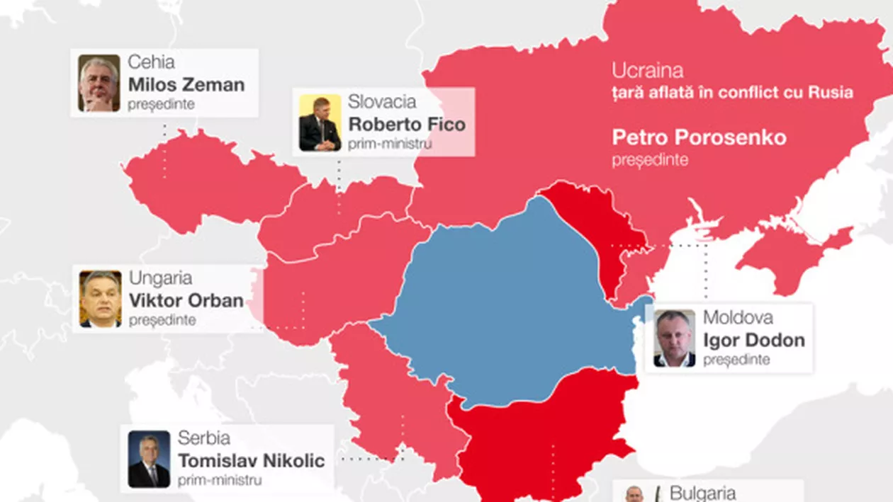 România, prinsă în cercul Rusiei. HARTA țărilor cu lideri pro-ruși, la care se adaugă și proaspăt aleșii președinți ai Republicii Moldova și Bulgariei (FOTO)