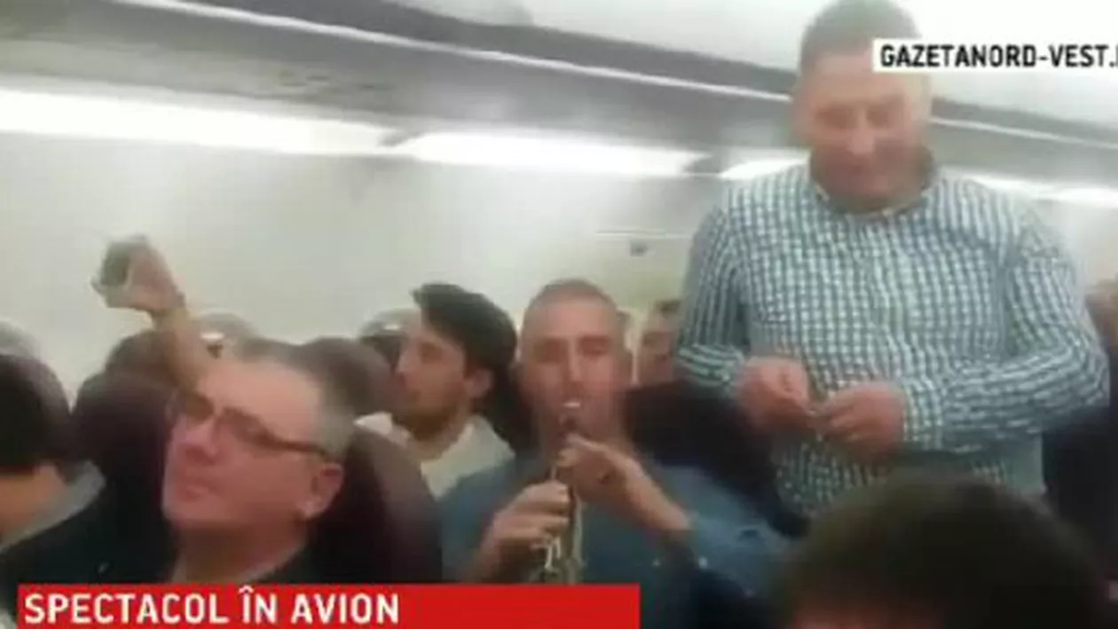 Românii s-au dat iar în stambă: Au făcut spectacol în avionul către Londra, la 10.000 de metri altitudine (VIDEO)