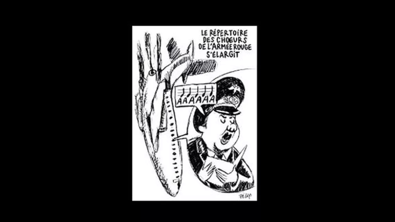 Revista satirică Charlie Hebdo a realizat câteva CARICATURI SCANDALOASE cu prăbușirea avionului rus! Replica Moscovei: Sunt EXCREMENTE pe hârtie! (FOTO)