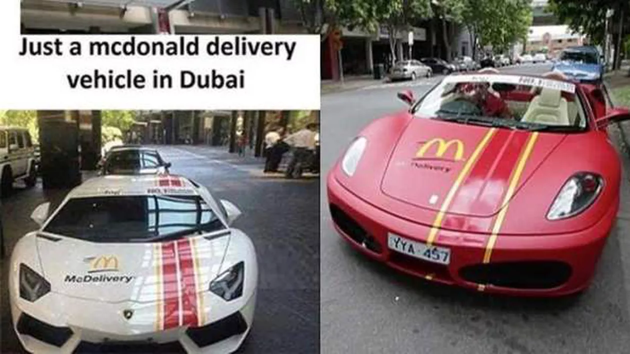 Cum arată MAȘINILE DE LUX care fac LIVRĂRILE McDonald's în Dubai (FOTO)