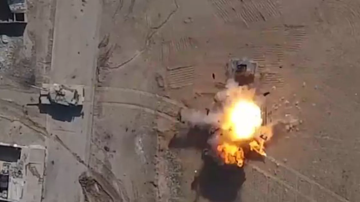 Bătălia de la Mosul: Cum a fost spulberat un tanc irakian într-un atac cu dronă (VIDEO)
