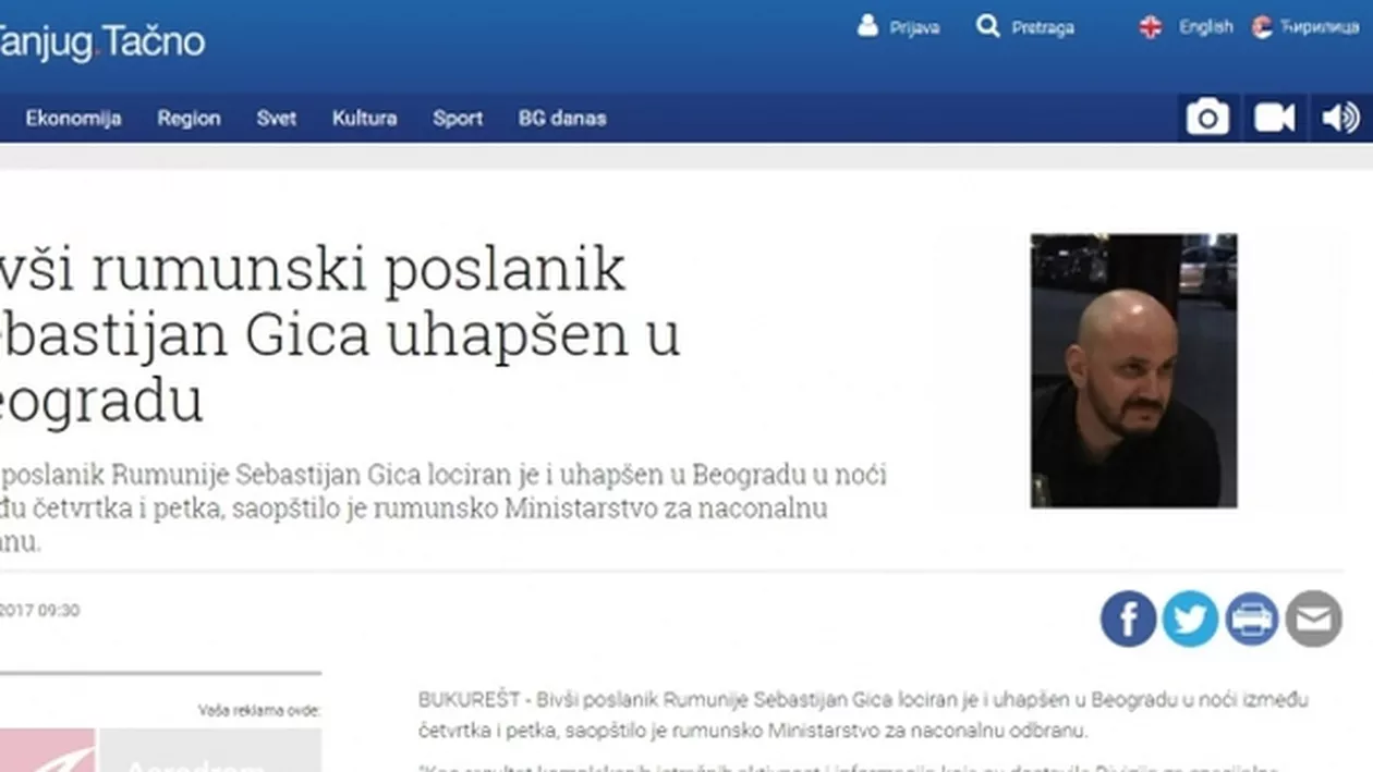 Prinderea lui Ghiță, subiectul zilei în presa din Serbia (FOTO)