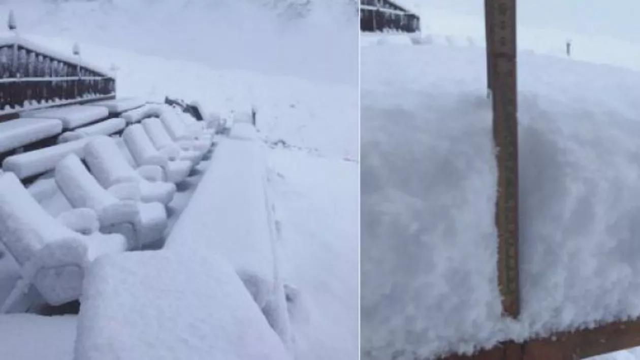 După caniculă, la munte a nins. Imagini de basm