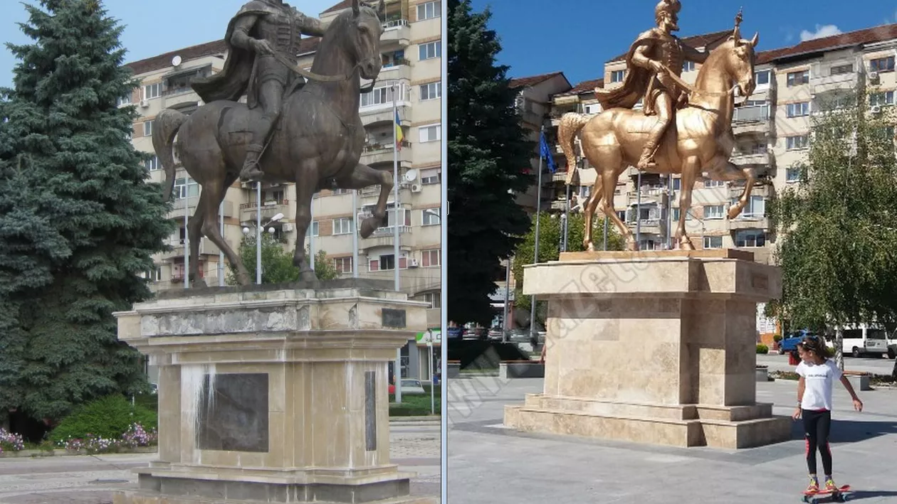 Primăria din Târgoviște și-a bătut joc de statuia lui Mihai Viteazul: Acum arată ca în curtea unui bulibașă! (FOTO)