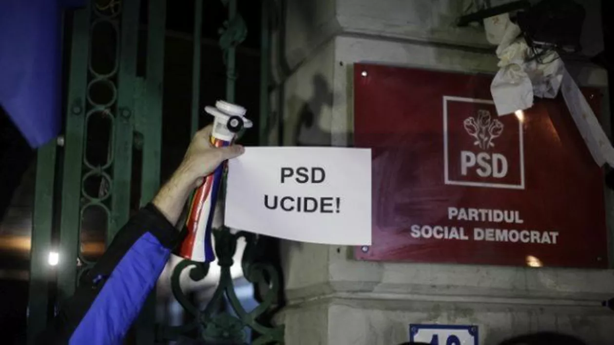 "Spațiu liber de corupție". Protest în fața sediului PSD din Kiseleff