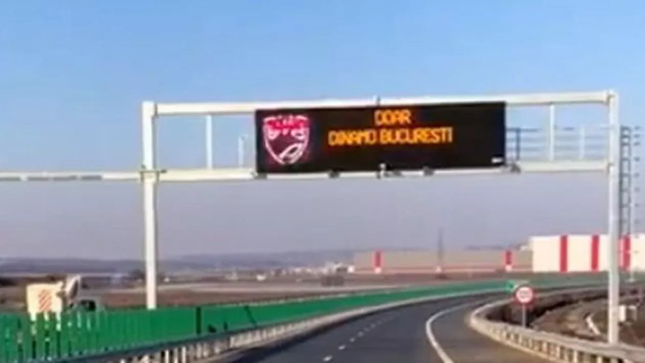 Mesajul „Doar Dinamo București” a apărut pe o autostradă din România! Cum se explică misterul?