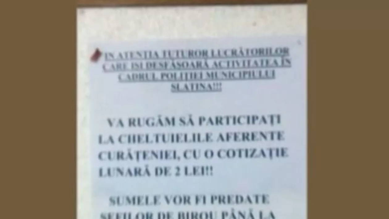 Situație incredibilă la Slatina: Polițiștii fac chetă pentru detergenți folosiți la curățarea toaletelor instituției (VIDEO)