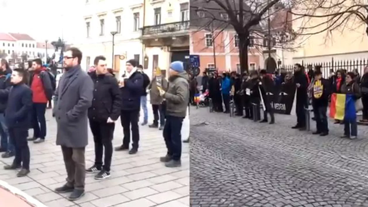 Protest tăcut sincron la Sibiu şi Cluj-Napoca: Oamenii s-au adunat în fața sediilor PSD din cele două orașe (VIDEO)