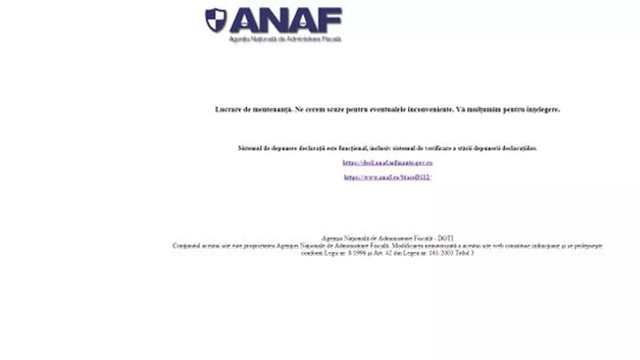 Site-ul Fiscului nu funcționează de o săptămână. 60 de milioane de lei a cheltuit statul pentru modernizarea ANAF