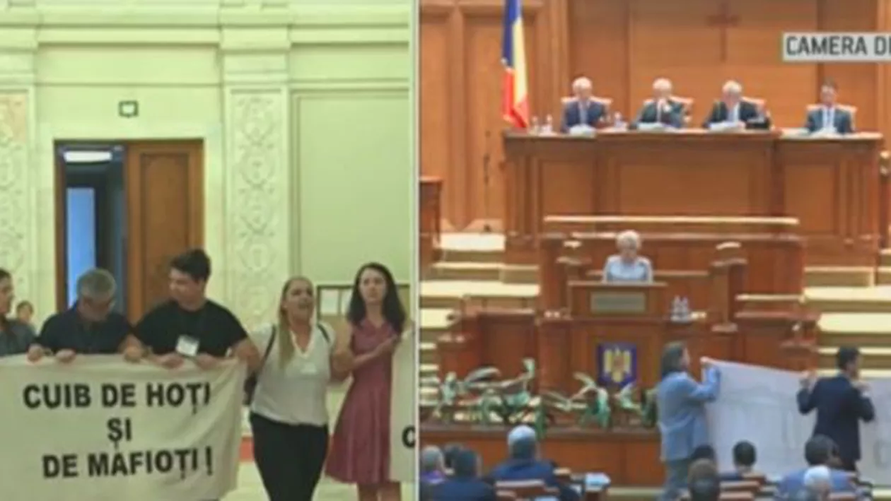 Protest în Parlament în timpul discursului Vioricăi Dăncilă: 'Dragnea, vărul lui Erdogan, copilul lui Putin' (FOTO, VIDEO)