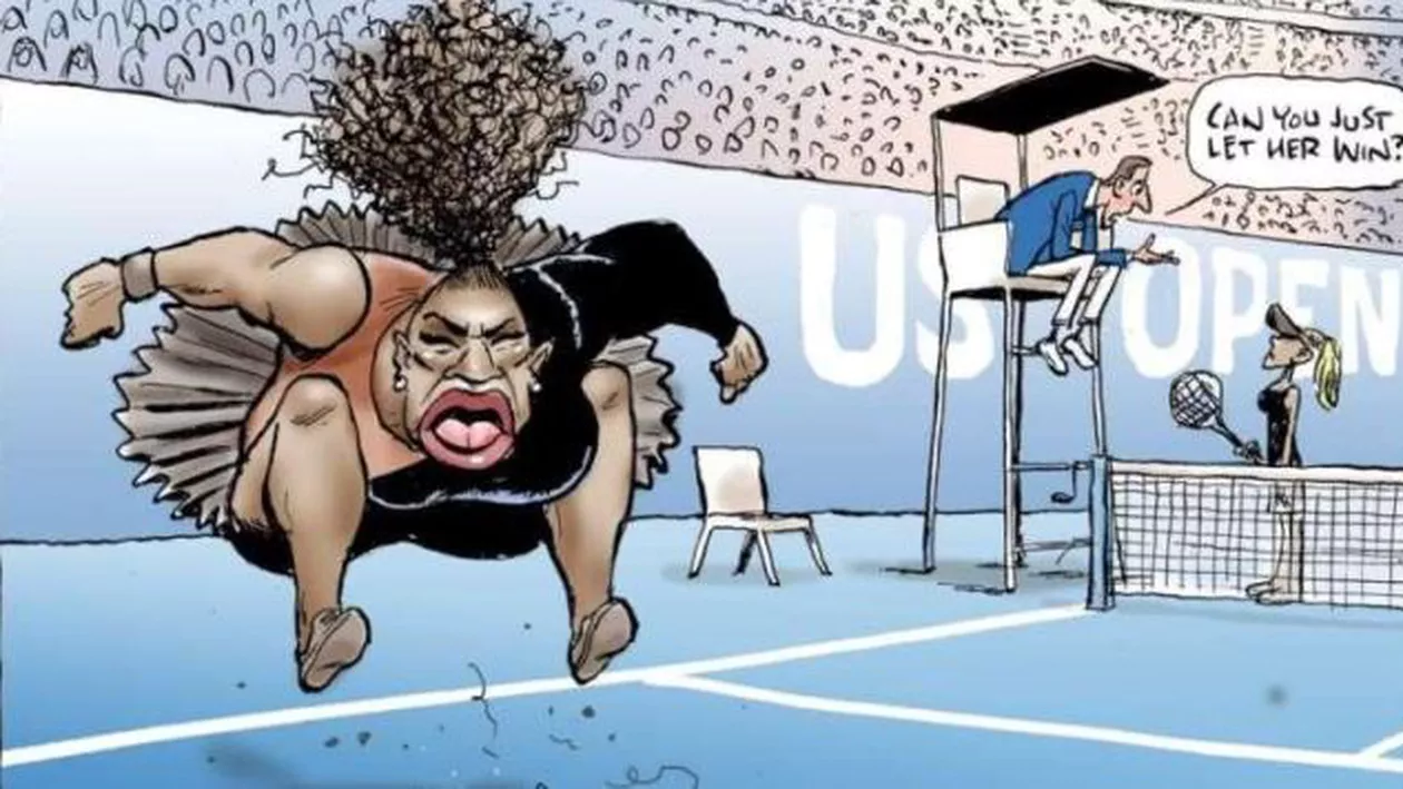După Simona Halep, şi Serena Williams a fost ironizată printr-o caricatură cu tente rasiste. Imaginea a stârnit critici dure (FOTO)
