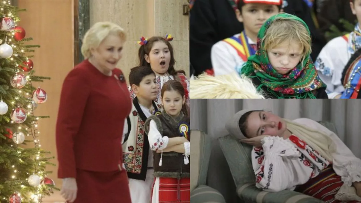 Copii treziţi de la 2 noaptea pentru a veni la Bucureşti să îi cânte lui DĂNCILĂ colinde şi cântece patriotice (FOTO)