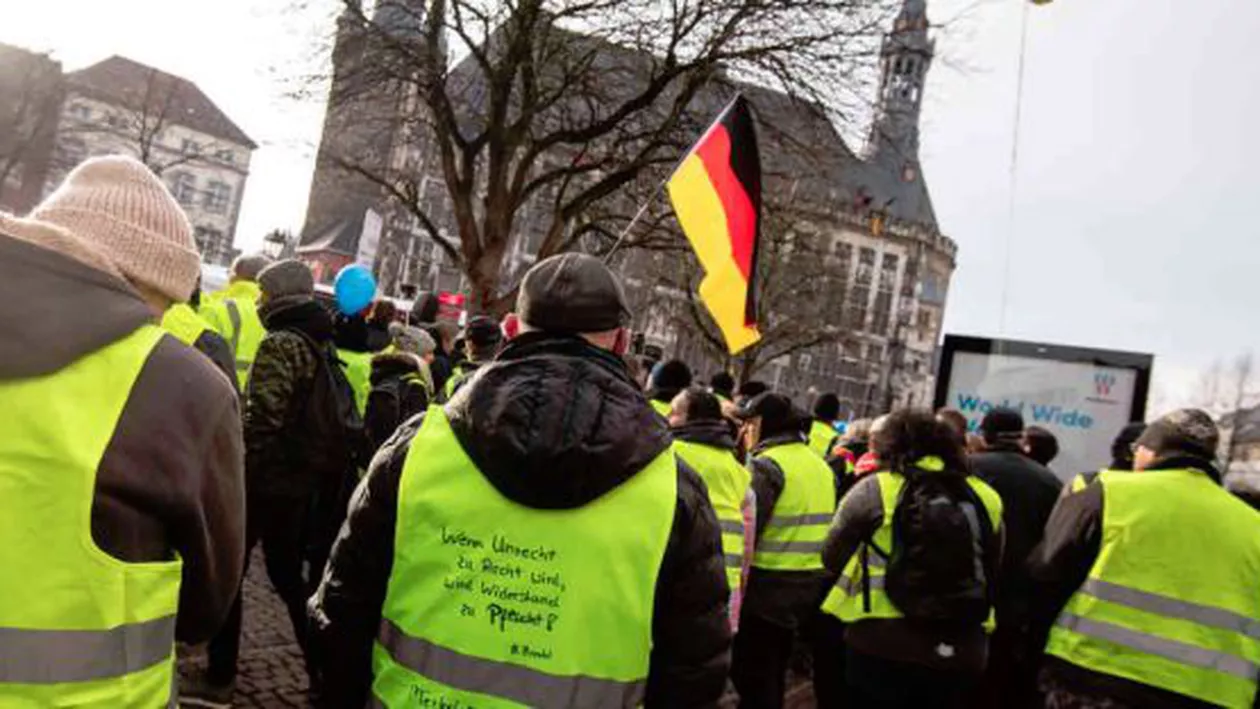 Protest al vestelor galbene la Aachen cu ocazia semnării tratatului franco-german de către Macron şi Merkel