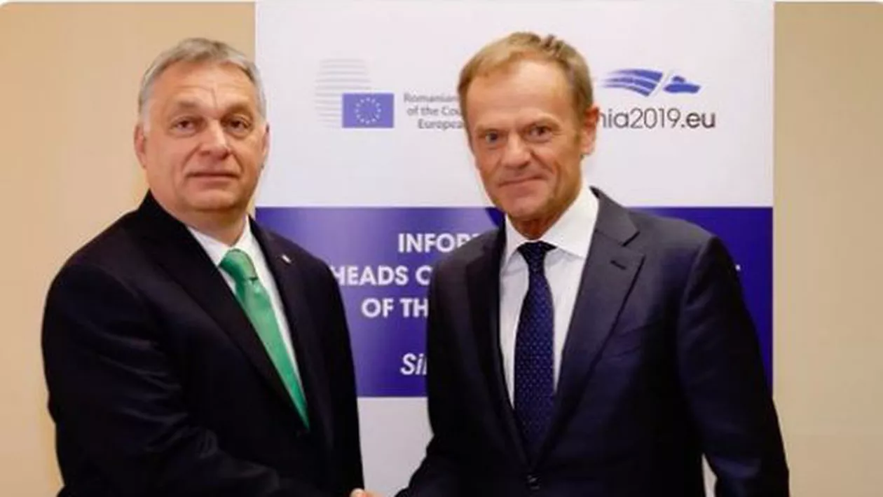 Donald Tusk, întrevedere cu Viktor Orban la Sibiu, înaintea Summit-ului (FOTO)