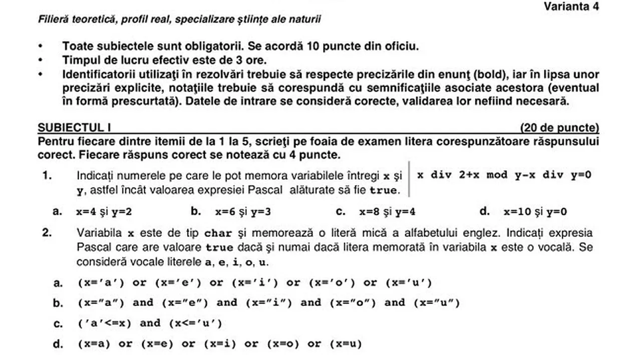 BAC 2019: Ministerul Educației a publicat baremele și subiectele integrale de la proba la alegere a profilului și specializării