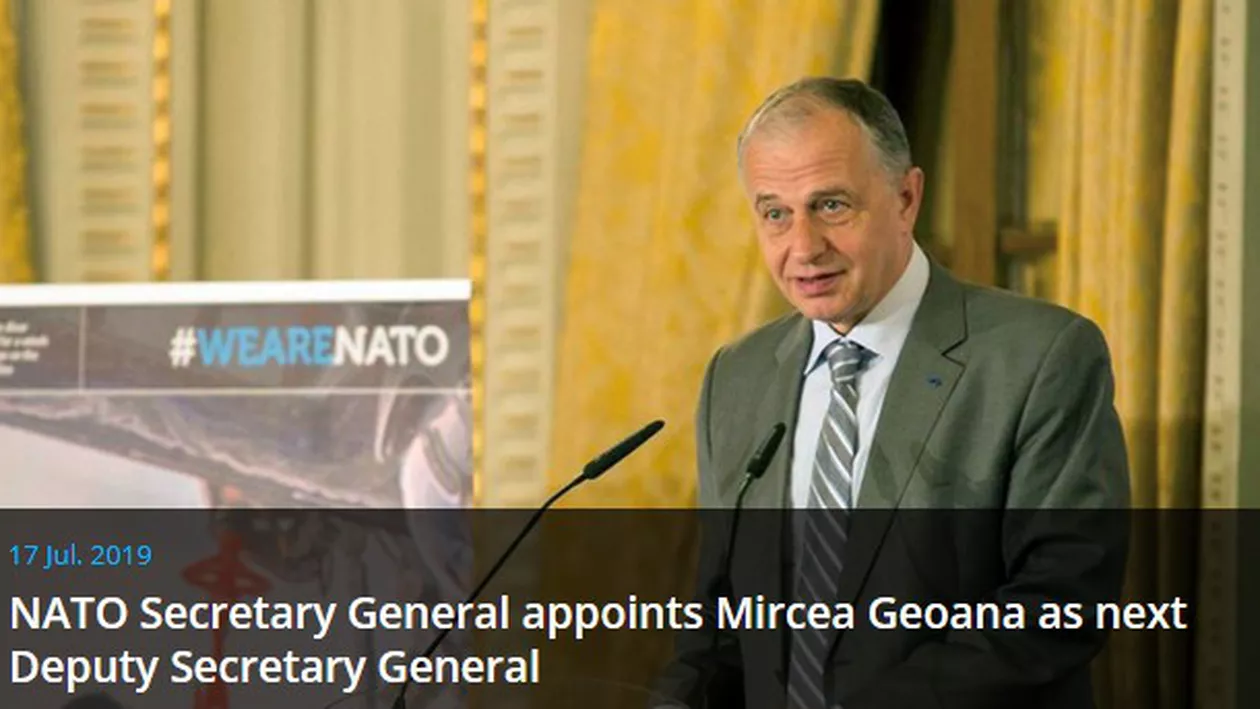 Mircea Geoană a fost numit adjunct al secretarului general al NATO, Jens Stoltenberg: Apreciez, în mod deosebit, susţinerea politică şi instituţională transpartinice de care s-a bucurat candidatura mea