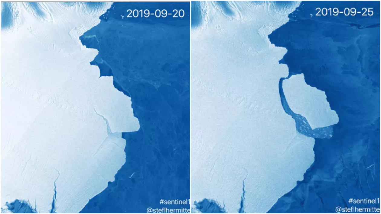 Una dintre cele mai mari bucăţi de gheaţă din ultimii ani s-a desprins din Antarctica (FOTO)