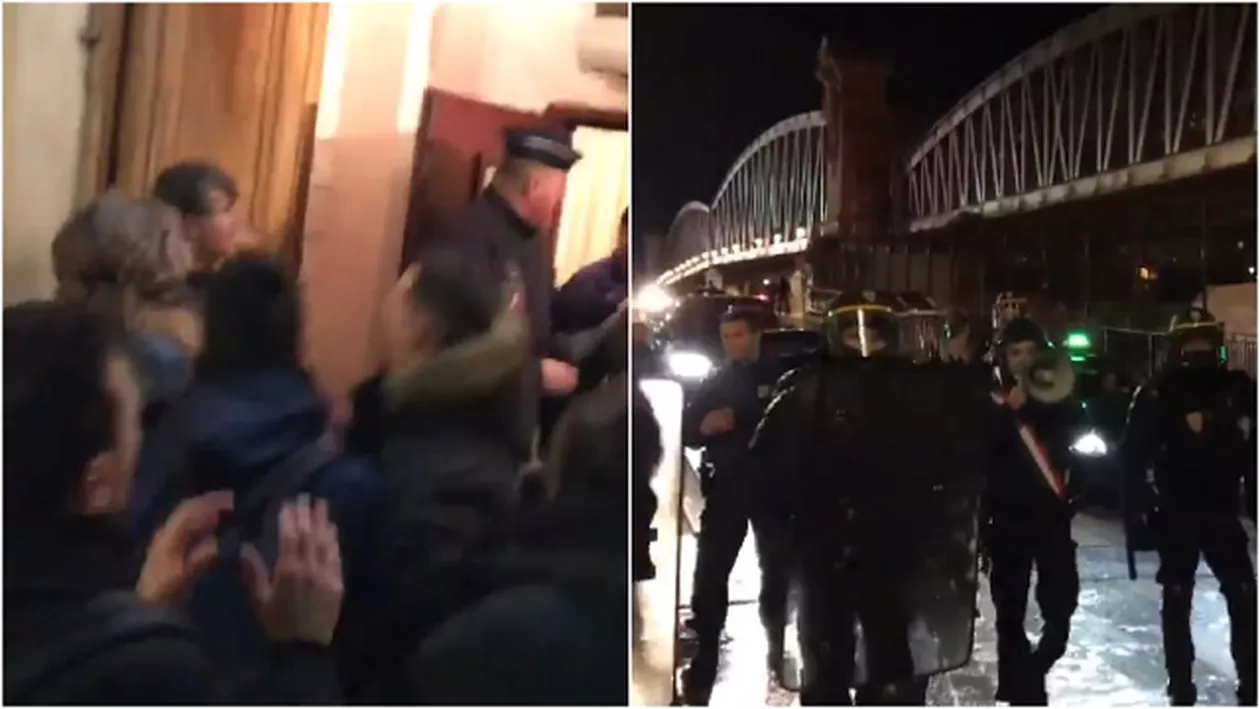 Demonstranții au intrat cu forța peste Macron, la teatru. Președintele francez a fost evacuat (VIDEO)