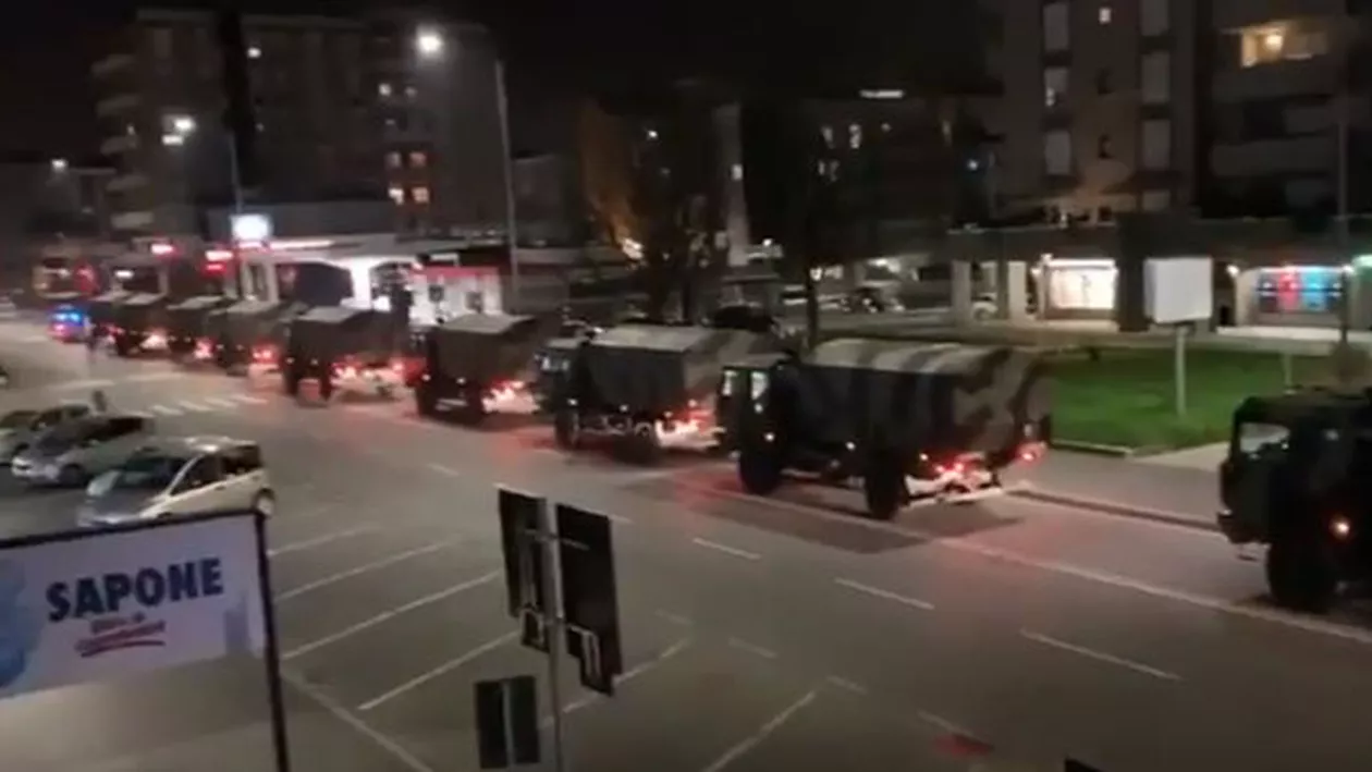 Morții nu mai au loc în cimitirele din Bergamo. Camioane militare transportă sicriele în alte orașe (VIDEO)