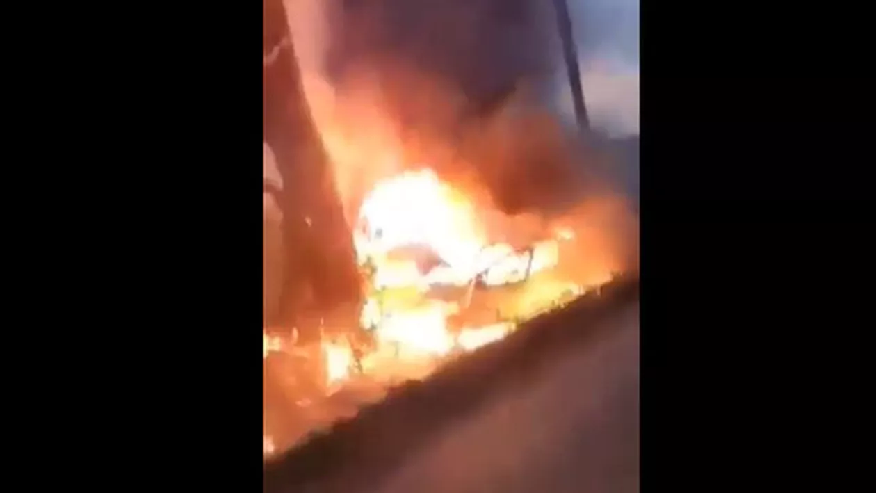 Accident grav în județul Brăila: Doi polițiști aflați în patrulare au murit carbonizați (VIDEO)